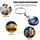 Galaxy Nebula Earth Metal Pendant Saturn Double Side Glass Ball Moon Keychain