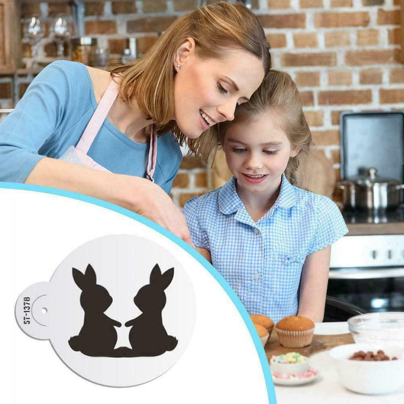 Easter Bunnies Cake Stencil For Cookies Cupcake Stencil Mold Decorating P9U0
