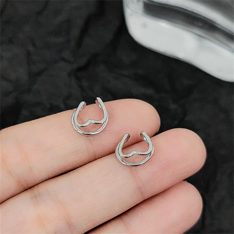 Earrings Geometric Heart Clip Earrings C-shape Ear Clip Aesthetic Jewelry