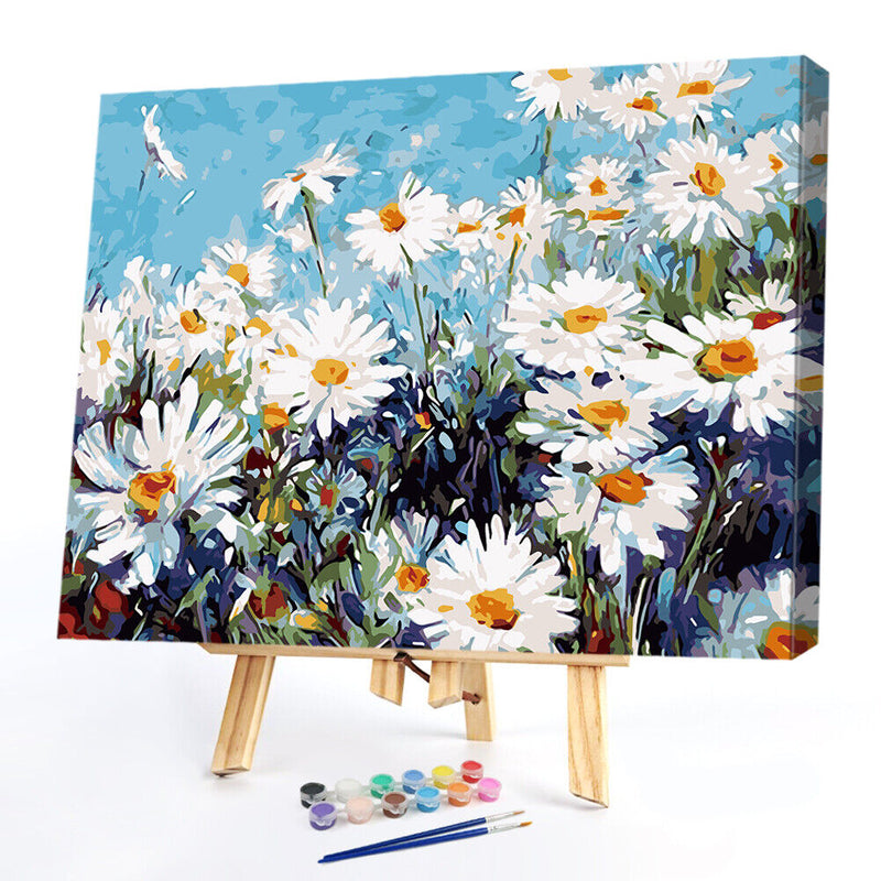 Flower Field Painting By Numbers Kit Acrylic Paint Canvas Wall Art Picture