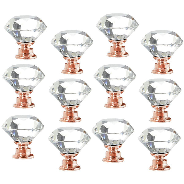 Drawer Door Knobs Cupboard Pulls Diamond Shape Pull Handle Crystal Glass Knobs