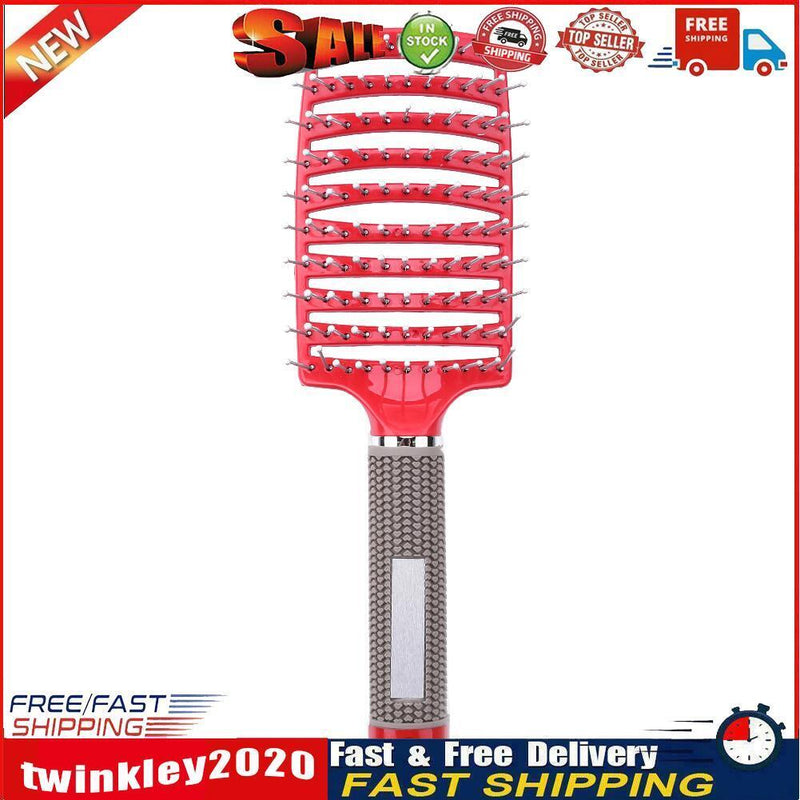 Hair Scalp Massage Comb Bristle Nylon Wet Curly Detangle Hair Brush (Rose) Newly