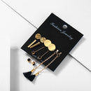 Women Trendy Mixed Black Tassel Ear stud Long Dangle Drop Alloy Earring Sets