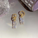 Girls Bridal Jewelry Drop Earrings Square Crystal Earrings Luxury Earrings