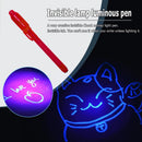 2 in 1 Luminous Light Invisible Ink Pen UV Kids Drawing Magic Pens (Red) Newly