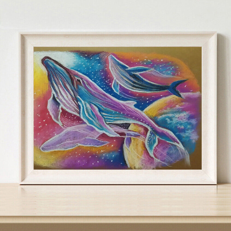 Oil Paint By Numbers Picture DIY Painting Colorful Whale Drawing on Canvas