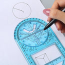 Multi-function Geometric Ruler Drawing Template Measuring Tools (Blue) Newly