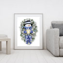 11CT Printed Full Embroidery Snowman Needlework DIY Cotton Craft Home Decoration
