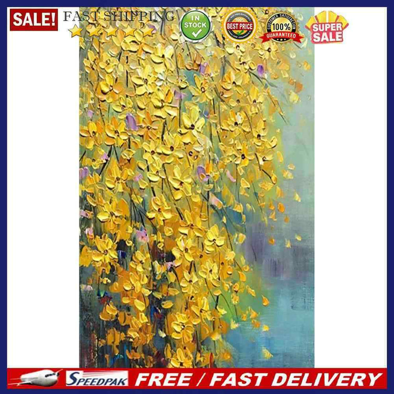 DIY Paint by Number Kit Unique Gift Yellow Flower Pattern Killing Time Tools
