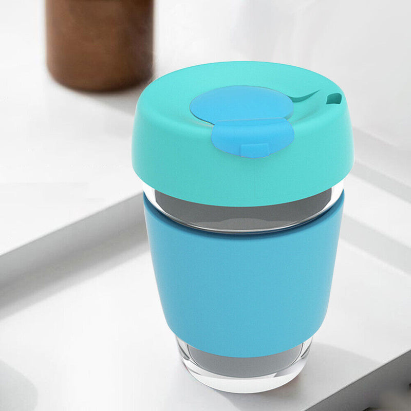 #A Portable Water Glass Cups Mug with Hand Heat Resistant Mug Lid  Cup with lid