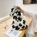 Female Fluffy Fashion Hit Color Coin Wallet Winter Mobile Phone Top-handle Bag