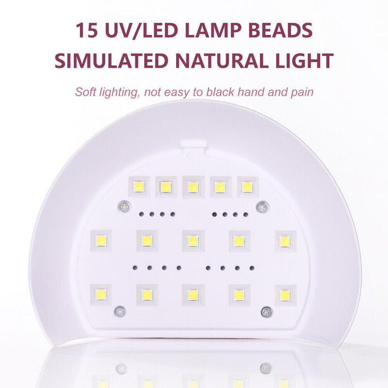 Max 48W LED Lamp Nail Dryer 15 LEDs UV Gel Polish Timer Manicure Art Tools