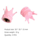 4pcs Pink Crown Shape Car Auto Wheel Tire Tyre Valve Stem Caps Dust Covers Newly