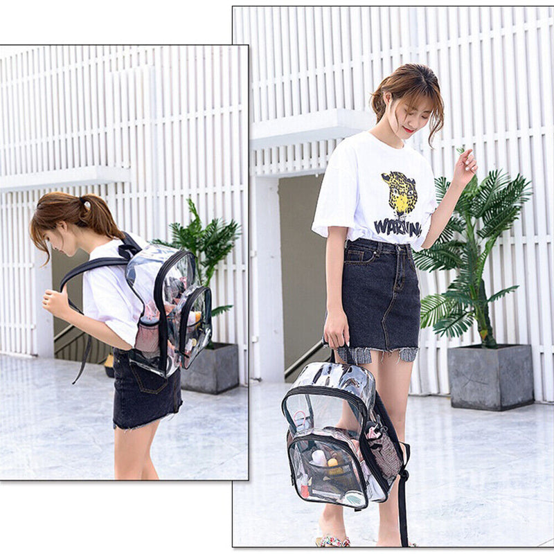 PVC Waterproof Portable Schoolbag Travel Solid Transparent Large Storage Bag