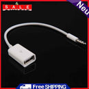 1pc White Sync 3.5mm Male for AUX Audio Plug Jack to USB 2.0 Female Conv