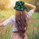 Cotton Fisherman Hats Women Men Leaf Double-sided Basin Caps (Green+Black)