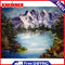 50x40cm Frameless Oil Paint By Numbers Snow Mountain Lake Paint Canvas Picture