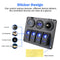 4 Gang Rocker Switch Panel Outlet Combination Switch (Blue Digital Display)