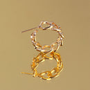 Wedding Jewelry Metal Round Earrings Geometric Hollow Chain Hoop Earrings