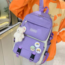 Women Cute Canvas Hit Color Composite Bags Pencil Case Backpack Messenger Bag