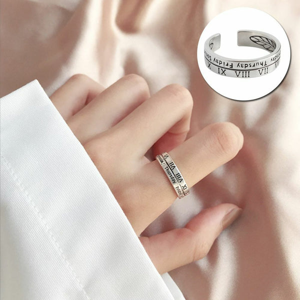 Wind Niche Design Roman Digital Rings Couples Tail Rings Adjustable Opening