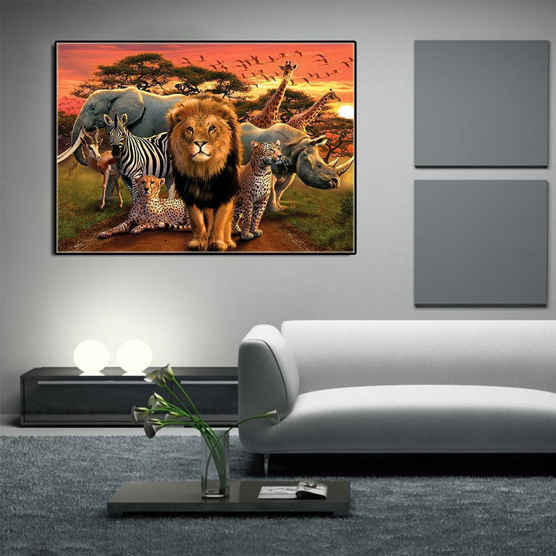 Animal Lion 5D Diamond DIY Painting Kit Home Decor Craft 40x30cm