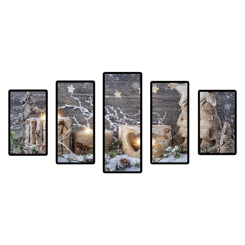 11CT Full Cross Stitch Christmas Stamped DIY 5 Panels Embroidery Kits Decor