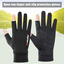1 Pair Fishing Gloves Anti-slip 2 Fingers Cut Ice Silk Hand Protect (Black)