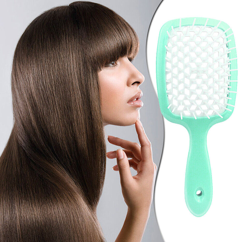 Hollow Detangling Hairdressing Comb Wet Dry Hair Scalp Plate Combs (Green)