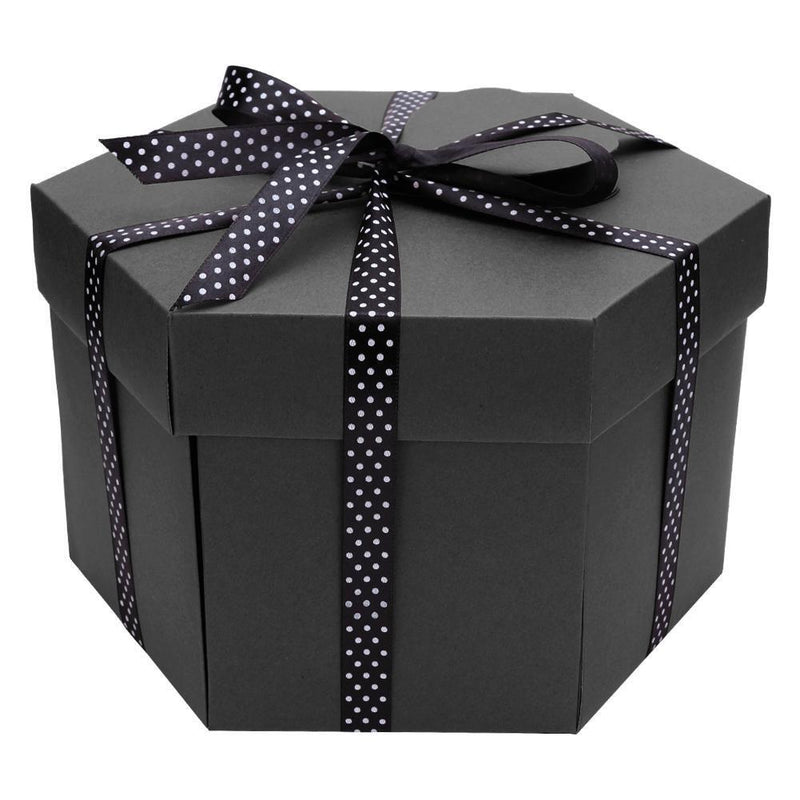 3pcs Explosion Box Hexagonal DIY Photo Album Scrapbooking Box Gift(Black)