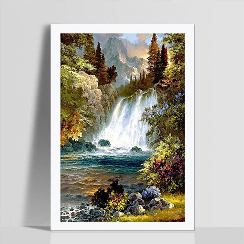 Waterfall Full Drill Round Diamond Painting DIY Needlework Cross Stitch Set