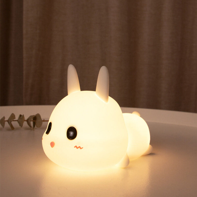 Rabbit LED Bedside Lamp Creative USB Remote Control Timing Night Lamp for Decor