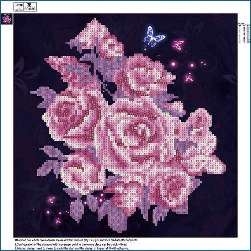 Pink 5D DIY Flower Diamond Painting Embroidery Cross Stitch Home Decor Gift
