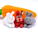Three Rabbits Carrot Wallets Easter Plush Bunny Bag (White Grey Red) Newly