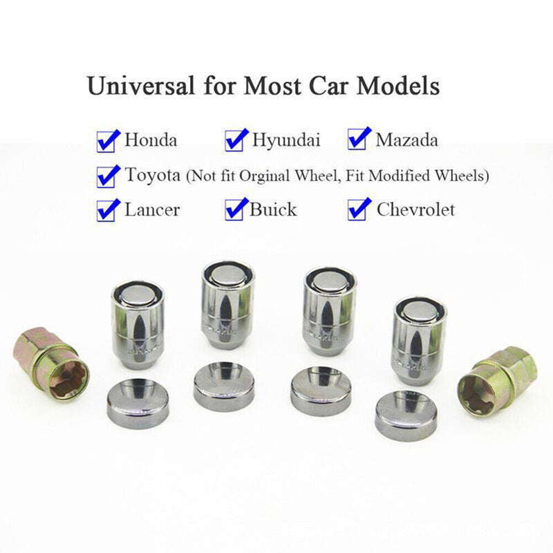 4pcs M12x1.5 Lug Nuts 12mmx1.25 Anti Theft Wheel Nuts + 2 Keys Universal Newly
