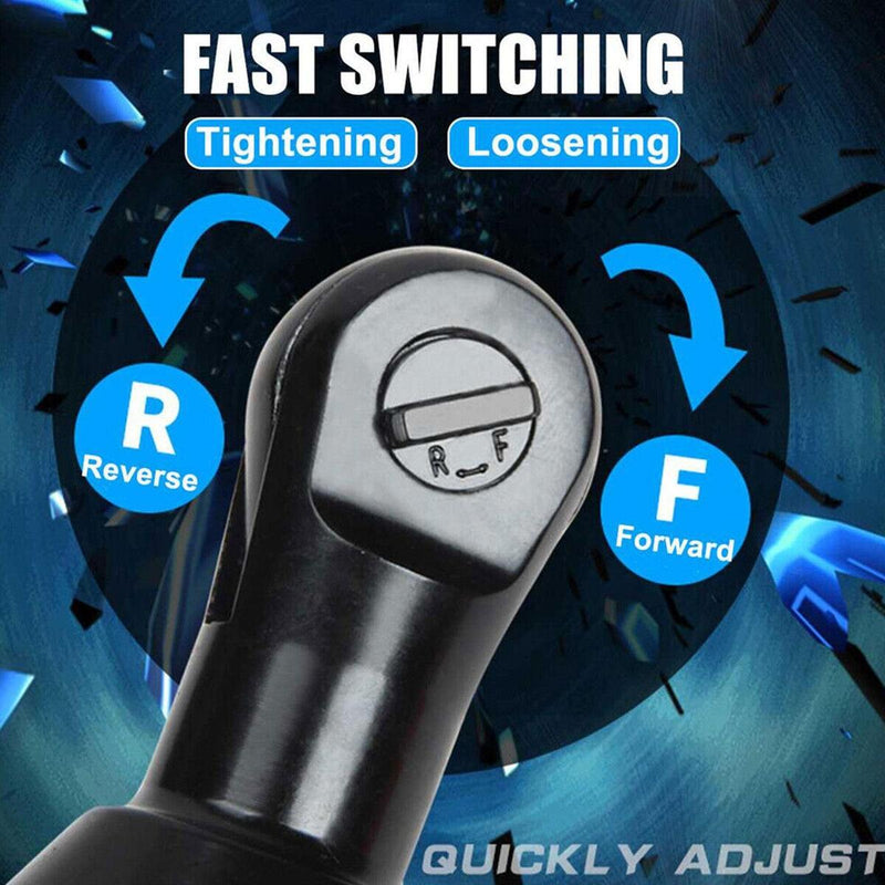 Electric 3/8'' Cordless Ratchet Right Angle Wrench Impact Power Tool 2 Batterys