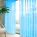Solid Color Window Curtain Flower Pattern Sheer Voile Tulle Valance Blue