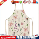 Fresh Flower Printed Linen Apron Kitchen Waterproof Bibs Pinafore (82x68cm)