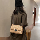 Casual Lattice Solid Color Messenger Tote Autumn Women Shoulder Chain Bag Clutch