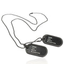Dual Plates Pendant Necklace Man Sweater Chain Military Army Style Cool