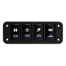 12V 4 Button Blue LED On/Rocker Switch Panel with 150mm Cable for Toyata