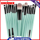 15pc Eyeshadow Makup Brush Tool Eye Powder Brush Set (Green Black)