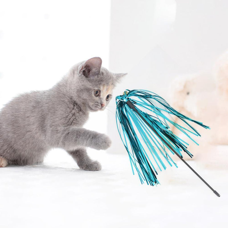5pcs Funny Cat Stick Playing Rod Ring Paper Teaser Wand with Bell Pet Cats