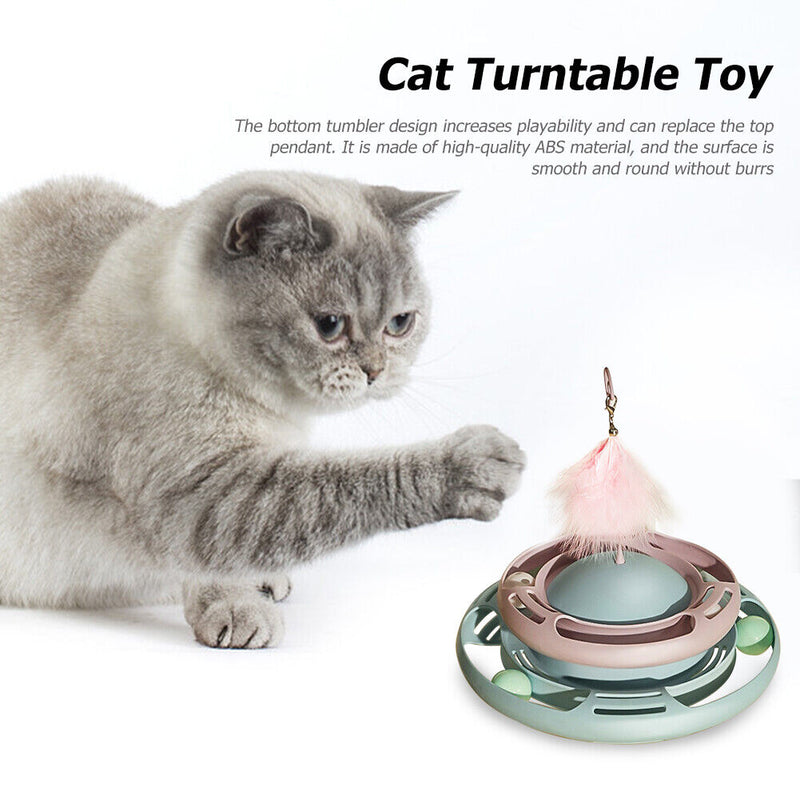 #A Cat Teaser Stick Feather Turntable Toys Replaceable with Feather Playing Toys