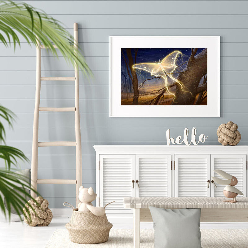 DIY Luminous Butterfly Rhinestone Drawing Art Full Round Drill Diamond Picture