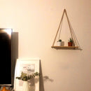 Wooden Swing Hanging Rope Ornament Rack Wall Mounted Shelves Plant Pot Holder