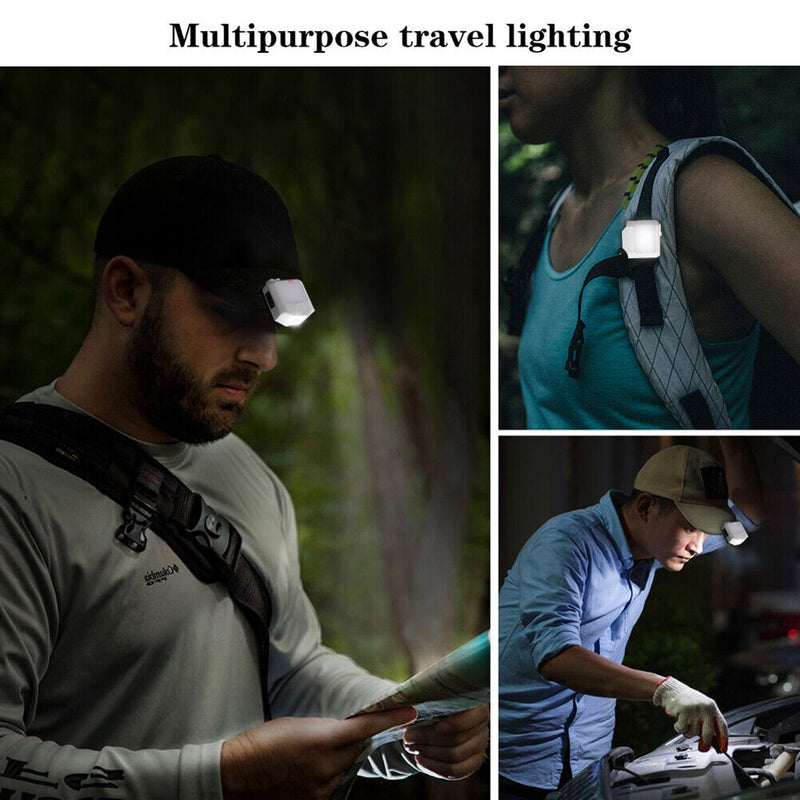 Sensor Hat Clip Light Headlight 6 Modes COB LED USB Outdoor Camping Head Lamp