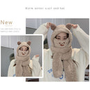 Cute Caps Winter Warm Bear Ear Hat Hat Scarf Set Beanies Caps Earflap Earmuff