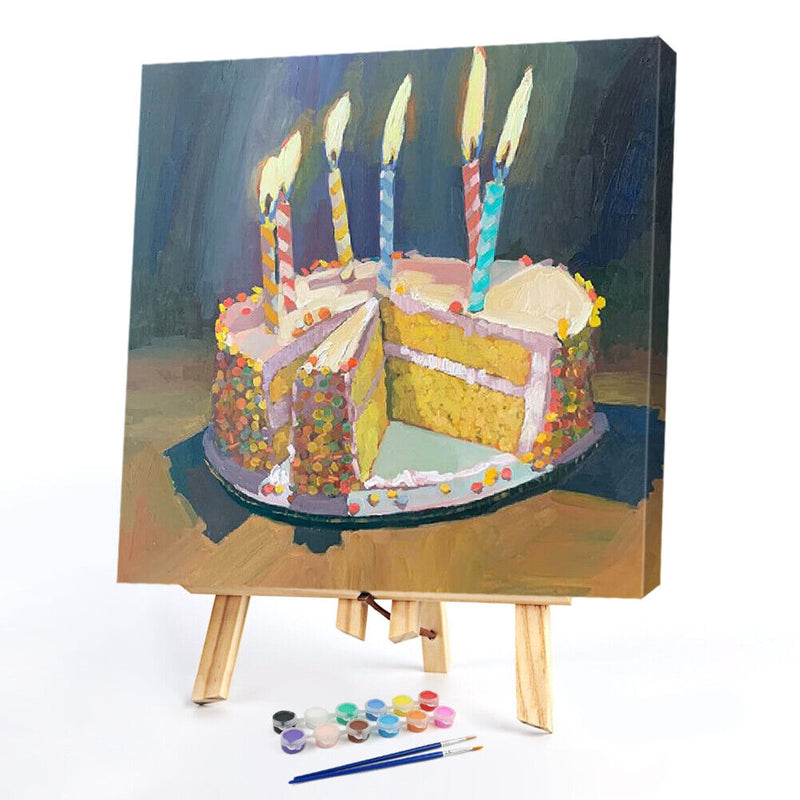Oil Paint by Numbers Cake Canvas Artwork Living Room Picture Art Decoration Kit