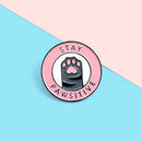 Creative Jacket Lapel Enamel Pins Cartoon Brooch Pins Cat Paw Stay Pawsitive